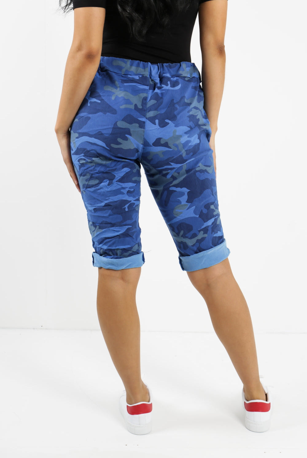 Ladies Italian Stretch Shorts Women's camouflage Plain Magic Comfy Lagenlook Hot Pants 8-22 Skirts & Shorts WearAll