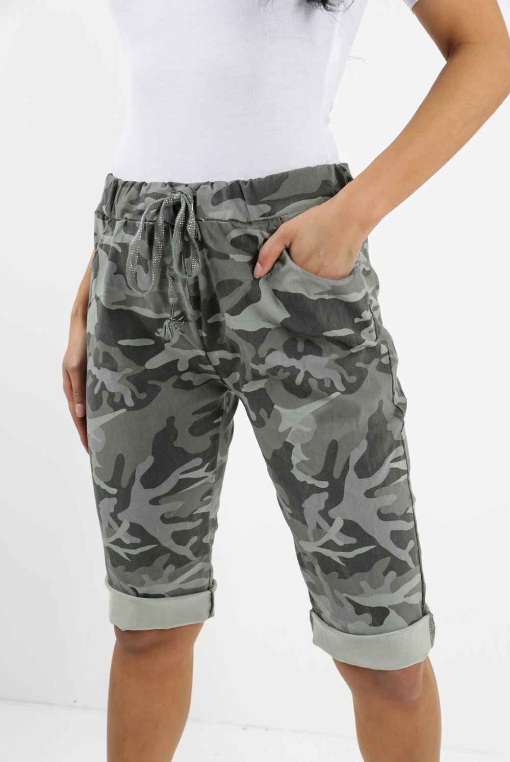 Plus Size Italian Camouflage Magic Chino Shorts Skirts & Shorts WearAll