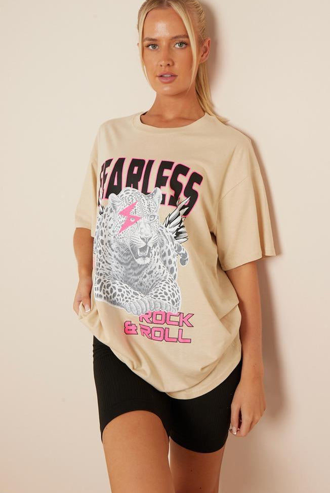Fearless Print T-Shirt Top WearAll