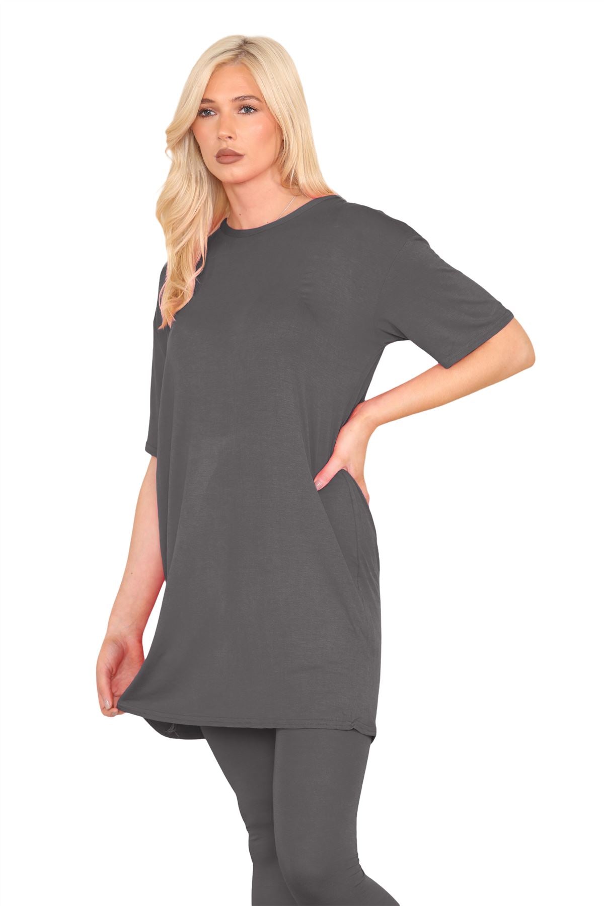 Longline T-Shirt Mini PJ Dress Shirts & Tops WearAll Charcoal 8-16