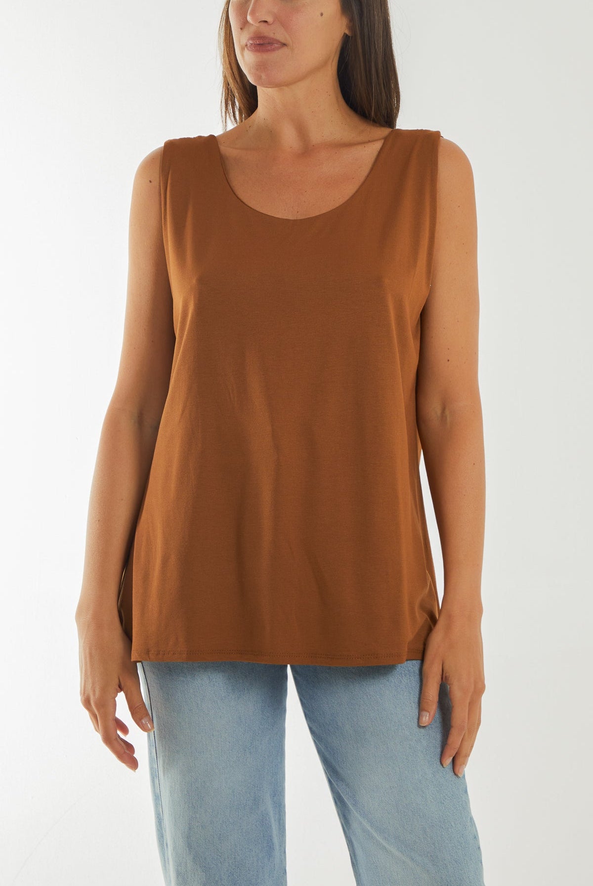 Double Layer Scoop Vest Vests WearAll Brown One Size