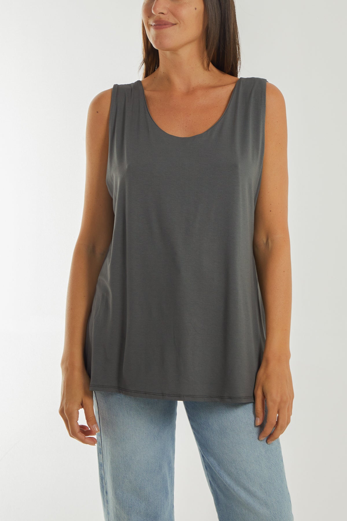 Double Layer Scoop Vest Vests WearAll Charcoal One Size