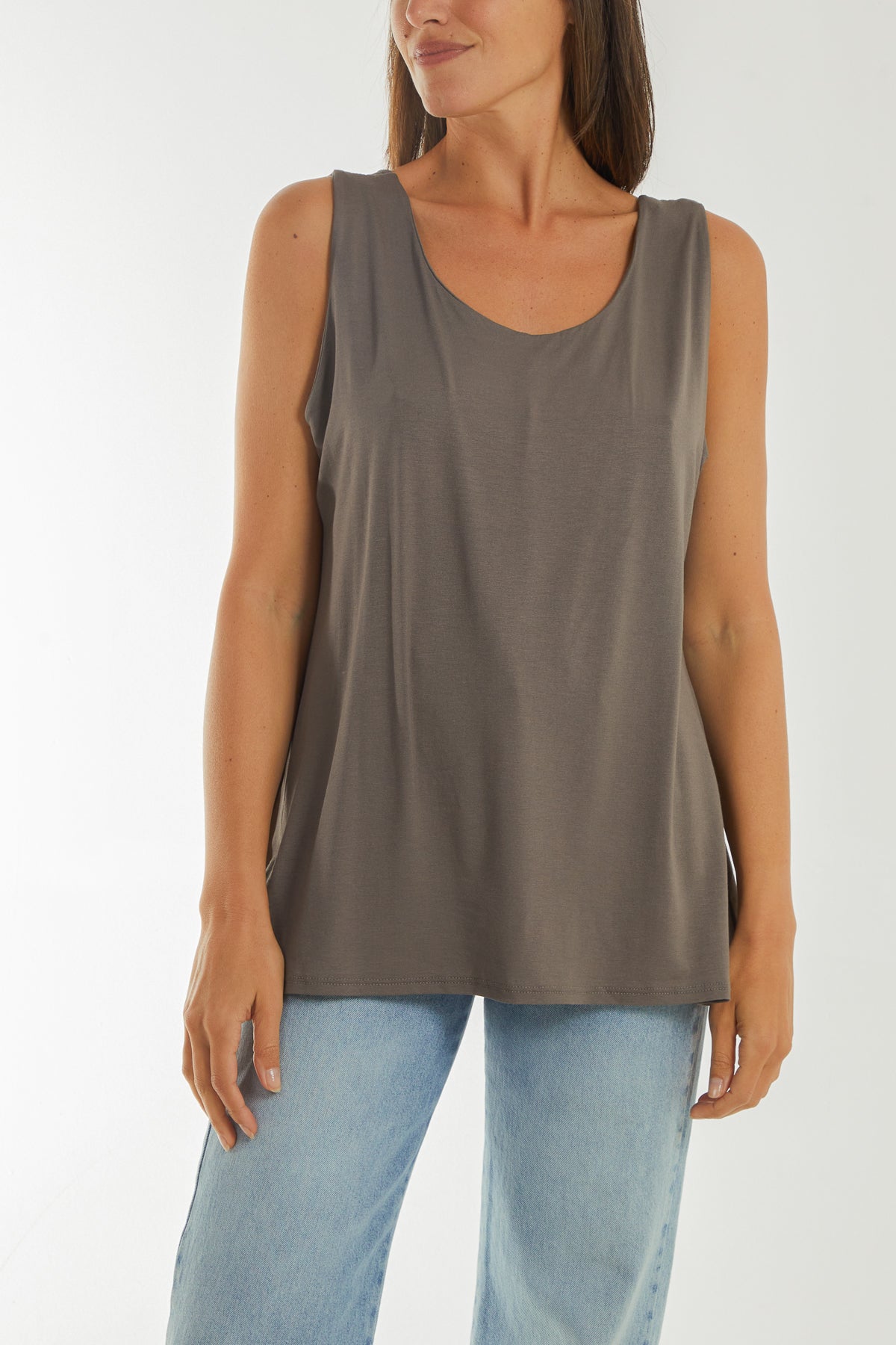 Double Layer Scoop Vest Vests WearAll Mocha One Size