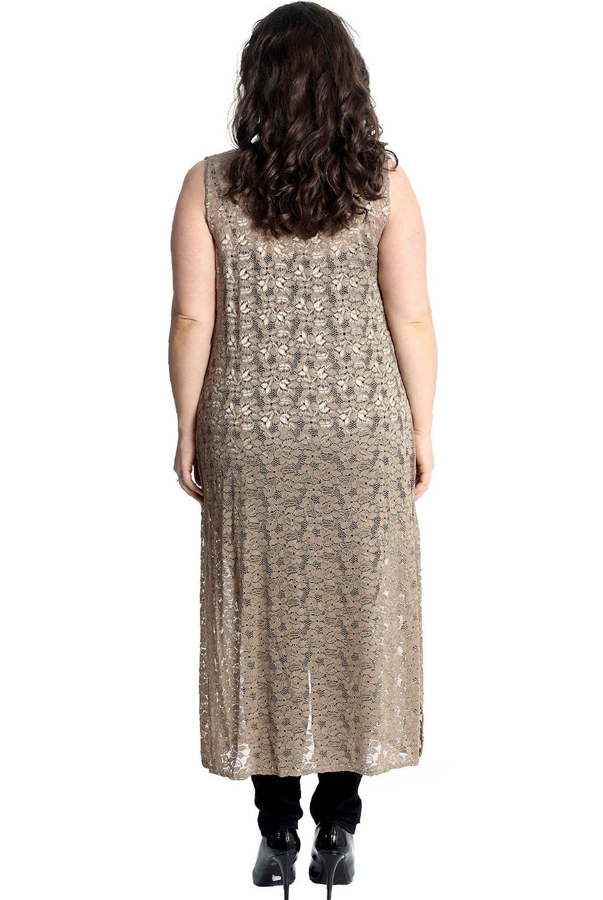 Floral Lace Open Top Long Cardigan Tops WearAll