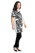 Split Skull Roses Print T-Shirt Tops WearAll