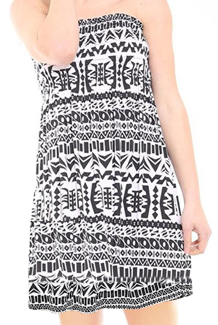 Printed Bandeau Boobtube Sheering Top Top WearAll Big Aztec 8-10