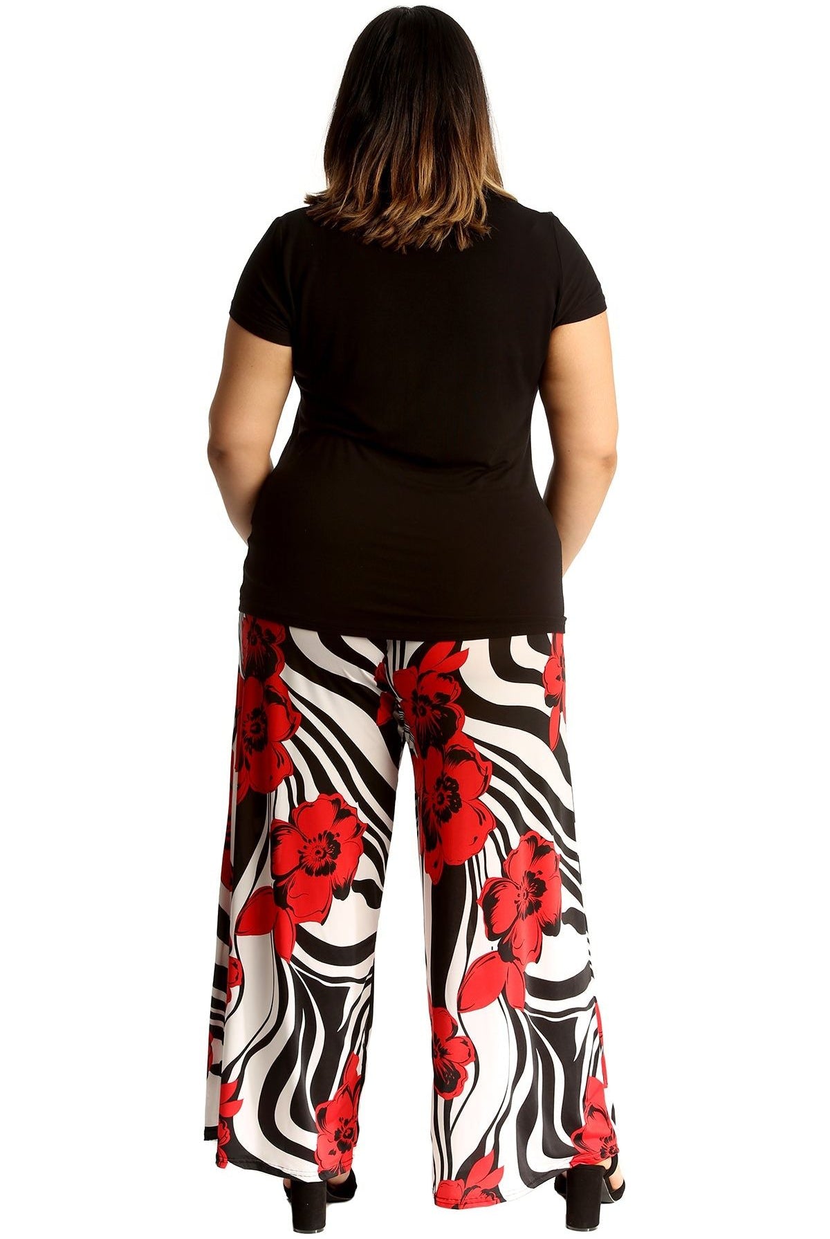 Plus Size Zebra Floral Print Palazzo Trouser Palazzo WearAll