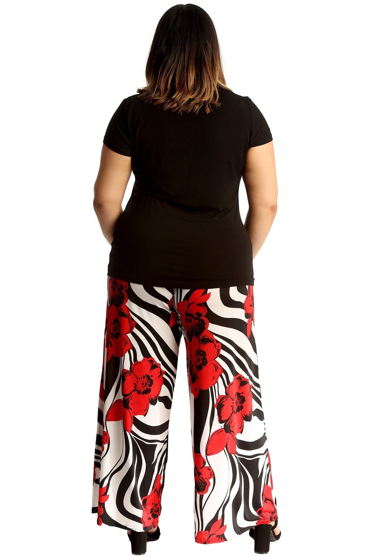 Plus Size Zebra Floral Print Palazzo Trouser Palazzo WearAll