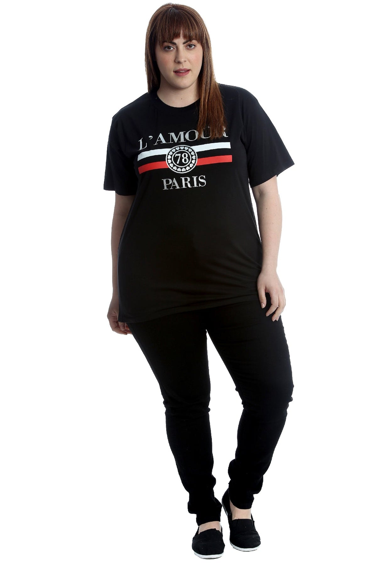 Amour Paris Print Baggy Short Sleeve T-Shirt Tops WearAll