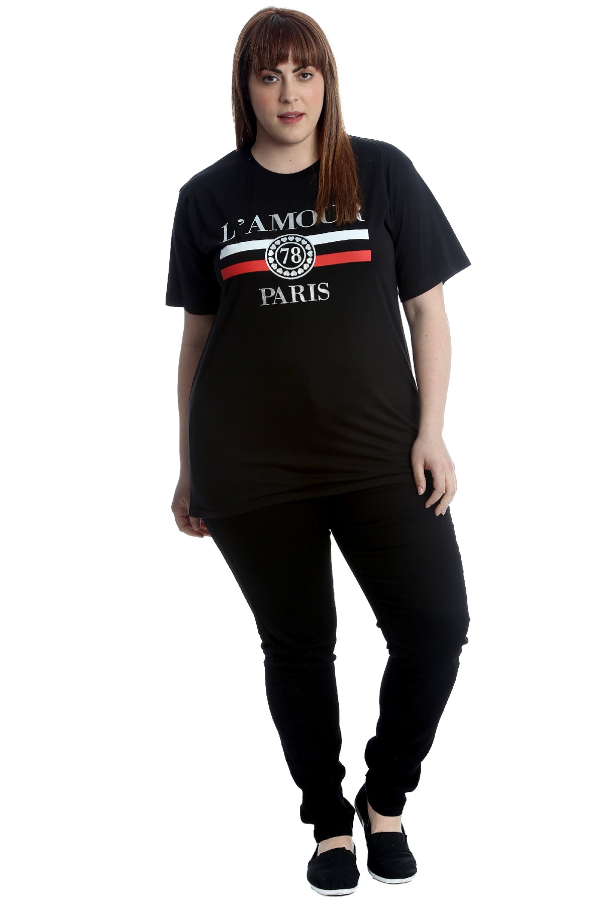 Amour Paris Print Baggy Short Sleeve T-Shirt Tops WearAll