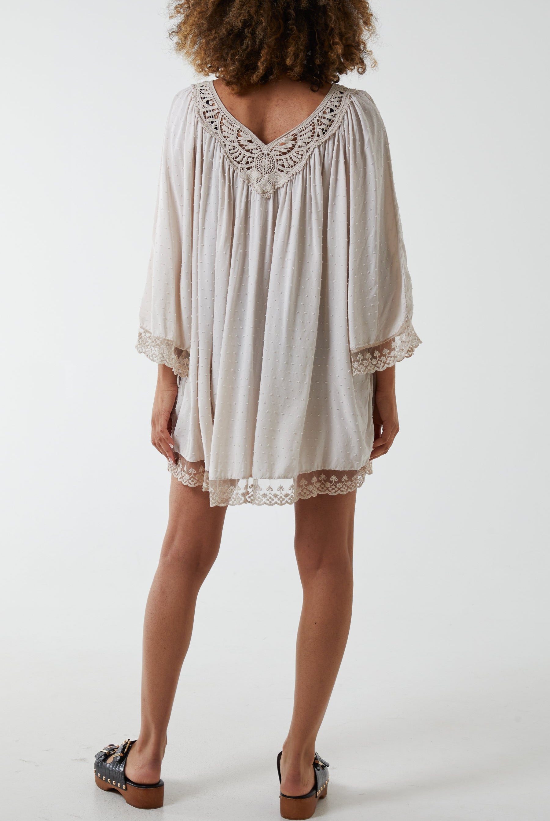 Lace Hem Broderie Collar Mini Dress DMF2 WearAll