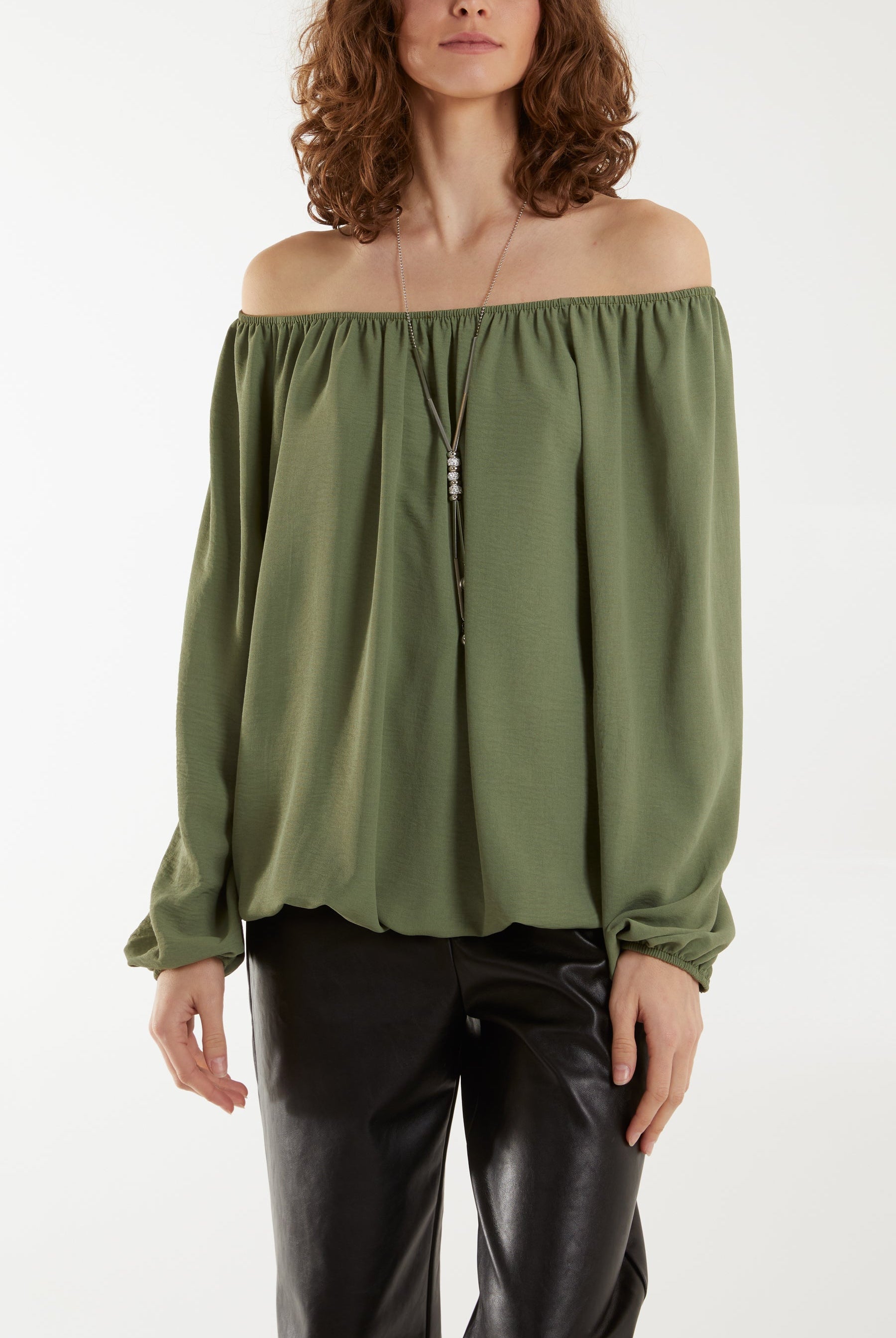 Off The Shoulder Necklace Top Tops WearAll Khaki One Size