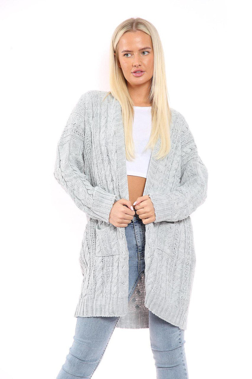 Open Style Slouchy Cardigan Knitted Cardigan WearAll Silver One Size Fits (8-14)