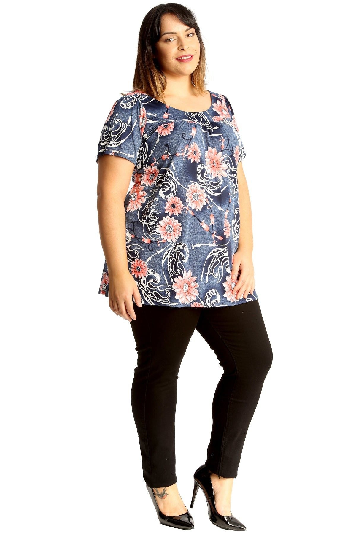 Floral Print Smock Tunic T-Shirt Top Tops WearAll