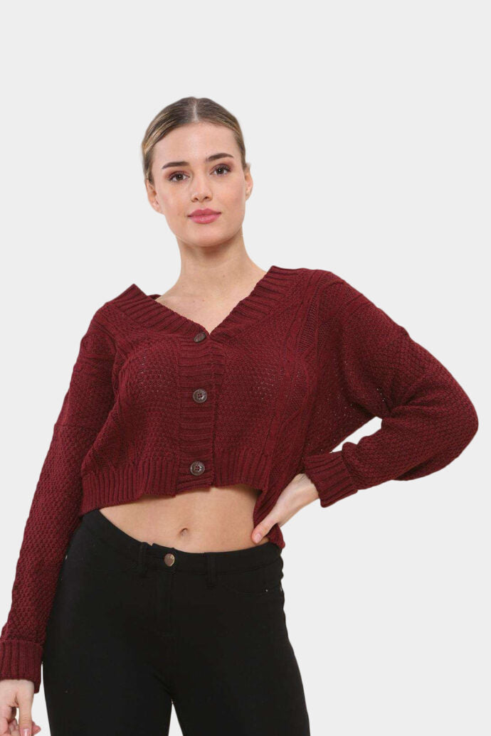 Long Sleeve Cropped Cardigan Jumper & Cardigan WearAll