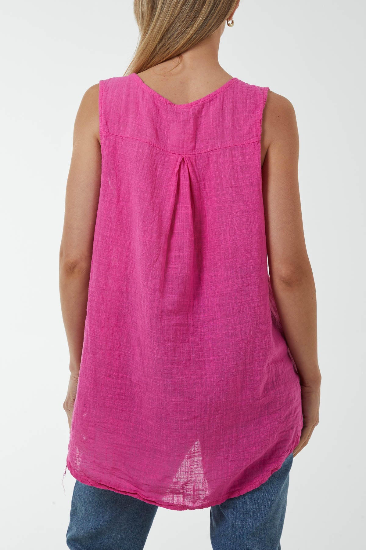 Oversized Sleeveless V-Neck Top Tops WearAll