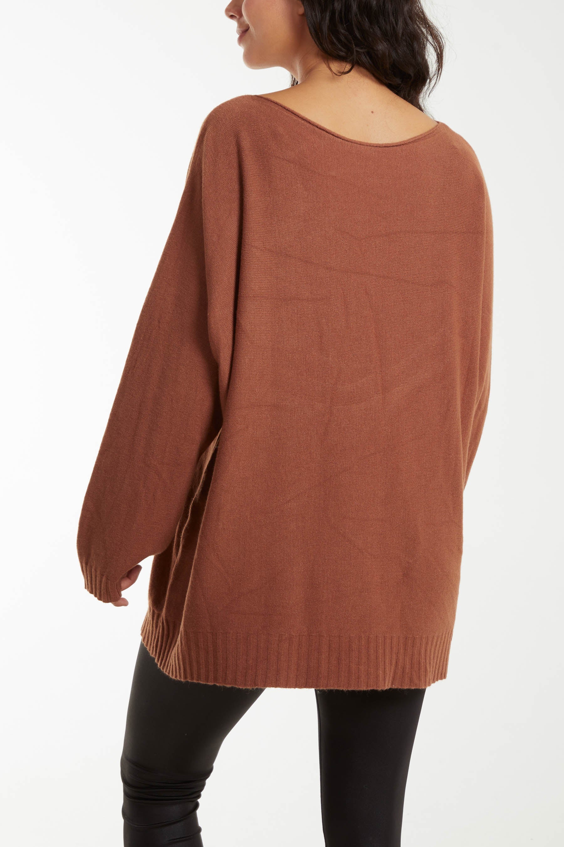 Round Neck Fine Knit Pocket Jumper Jumpers WearAll