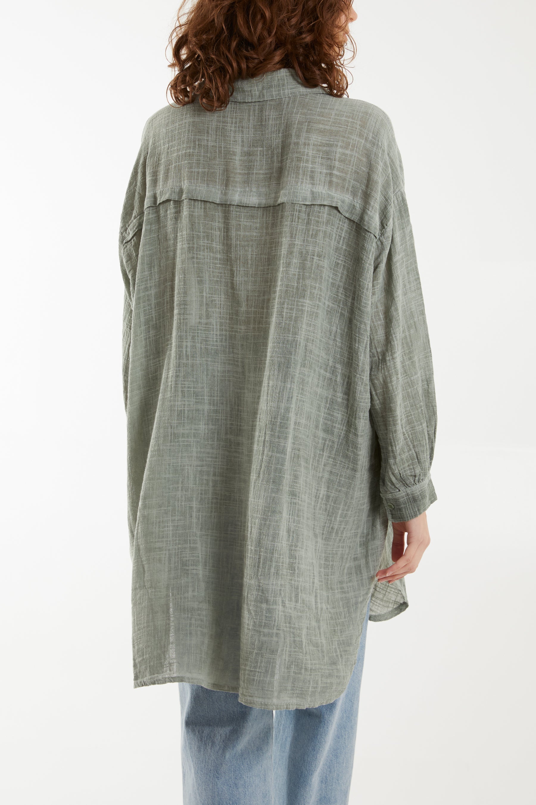 Oversized Button Through Acid Wash Shirt Shirts WearAll