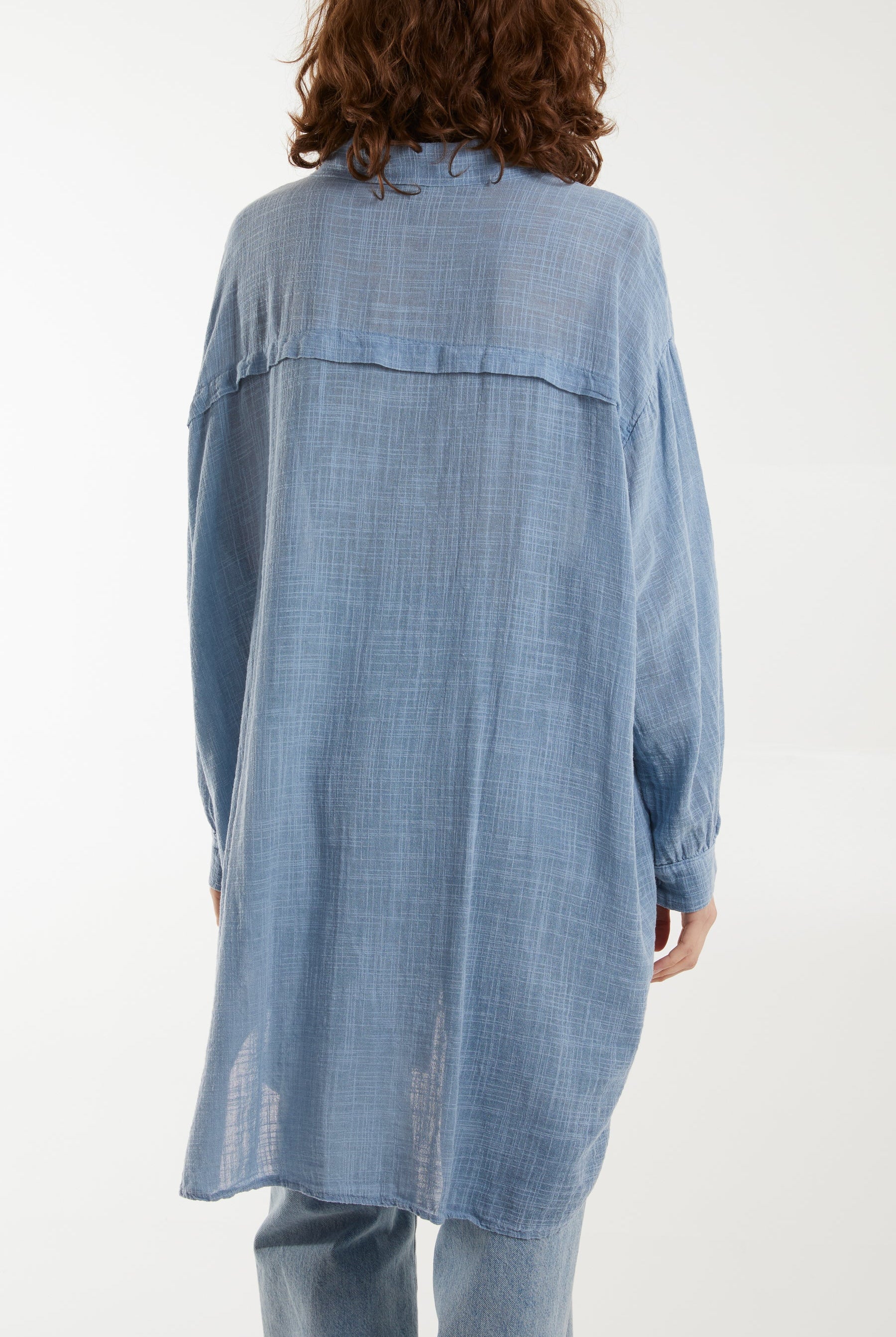 Oversized Button Through Acid Wash Shirt Shirts WearAll