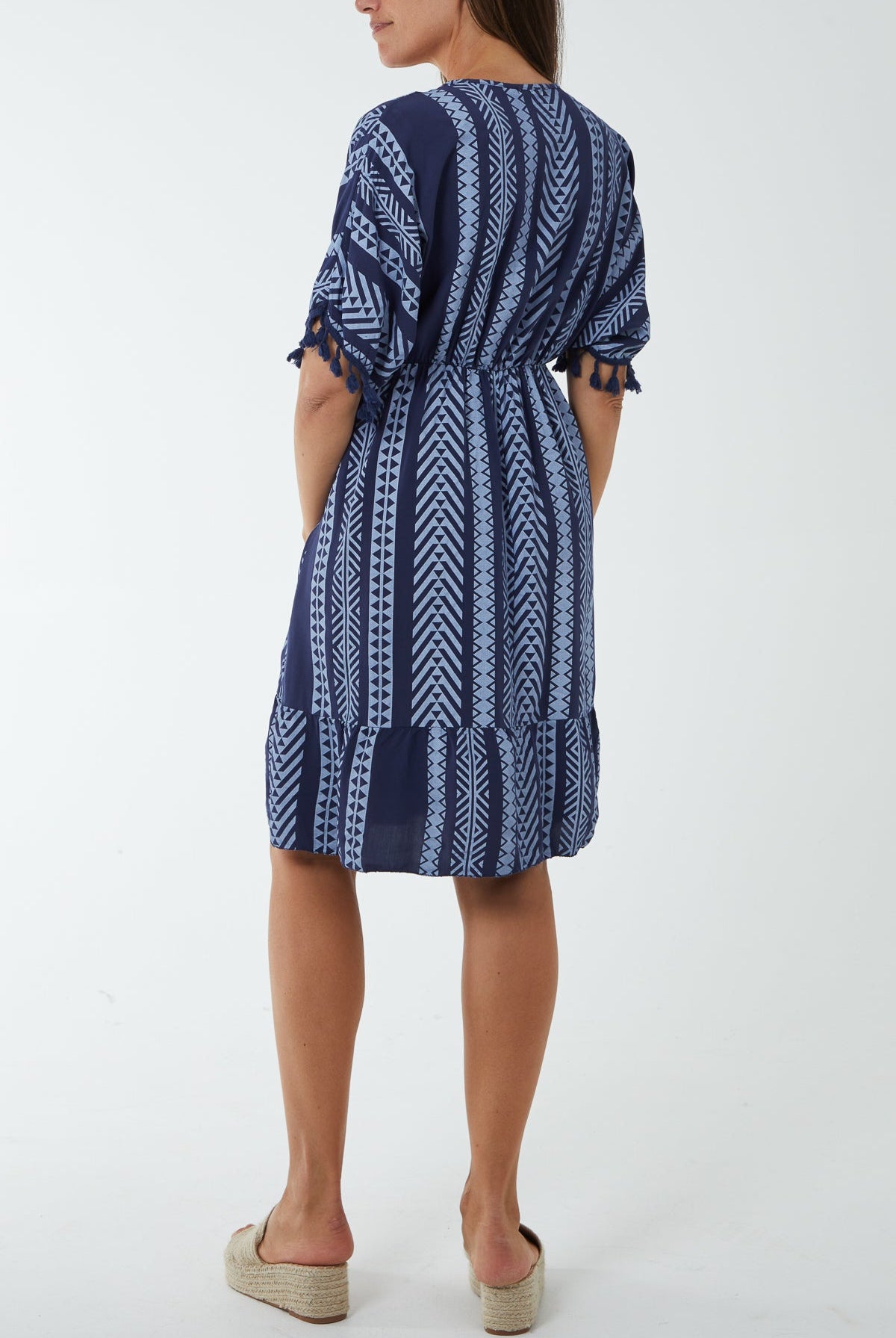 Aztec Print Mini Dress with Tassels Dresses WearAll