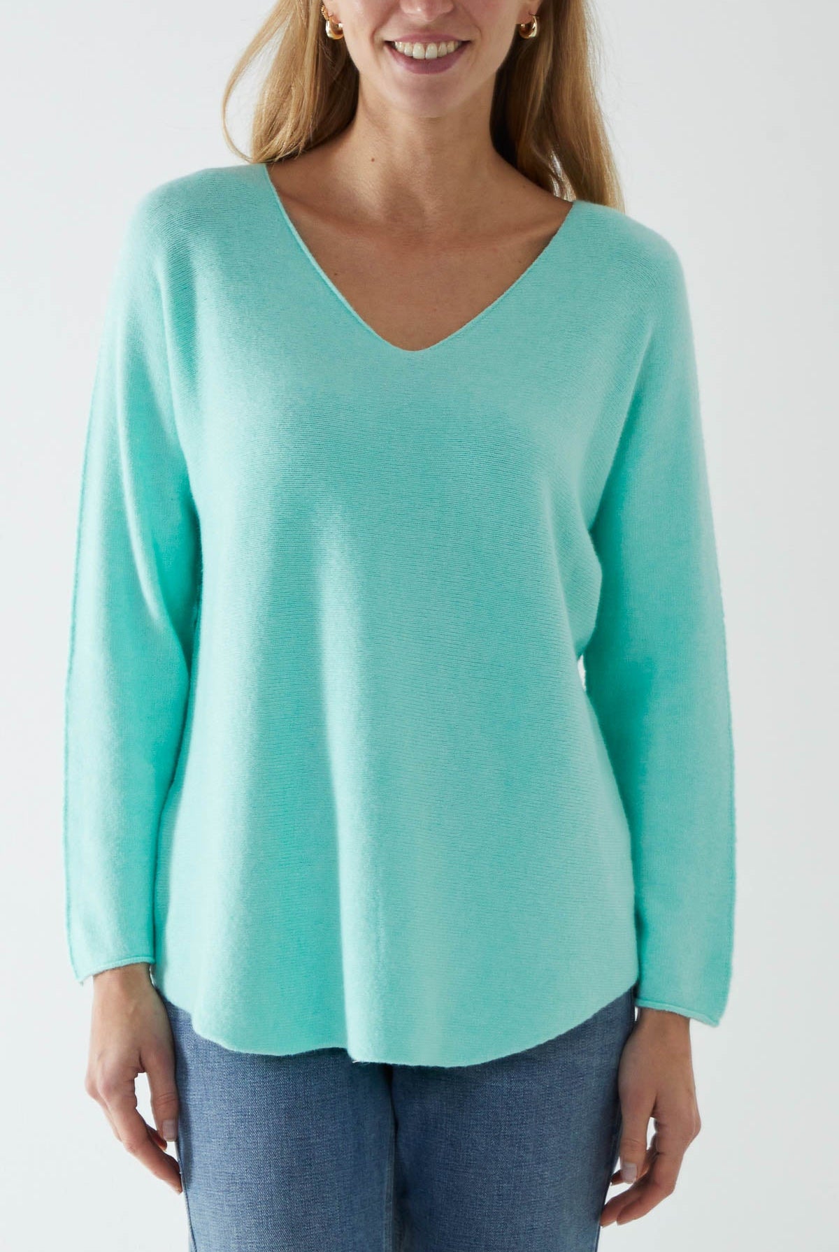 Raw Edge V-Neck Jumper TOPMF2 WearAll Mint One Size