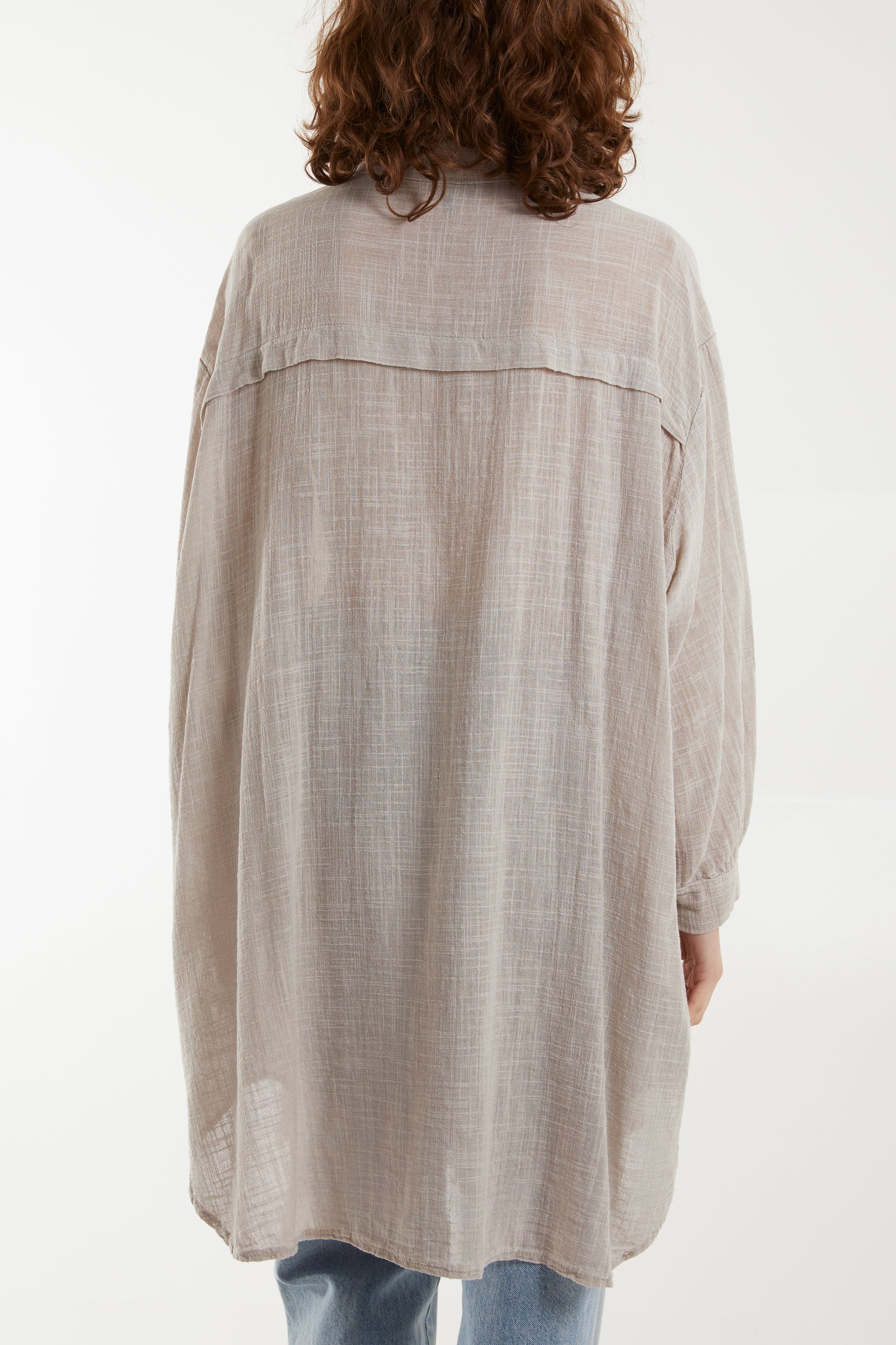 Oversized Button Through Acid Wash Shirt Shirts WearAll