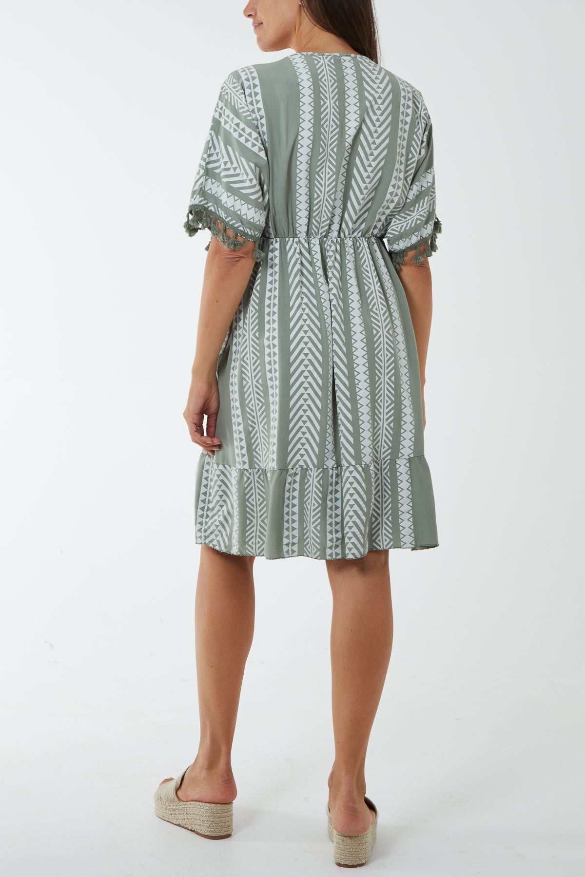 Aztec Print Mini Dress with Tassels Dresses WearAll