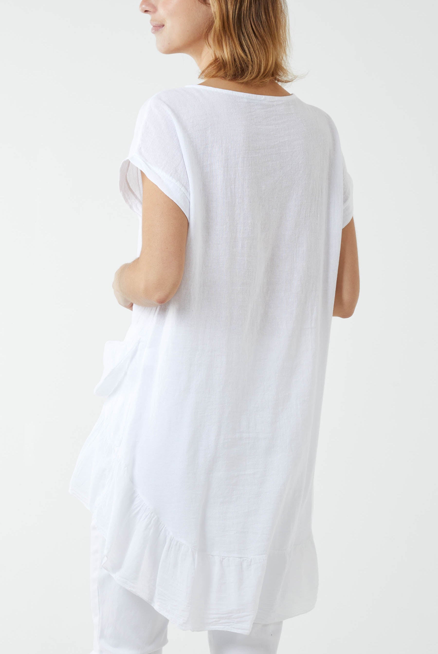 Oversized Dip Hem Cotton Blouse Blouses WearAll