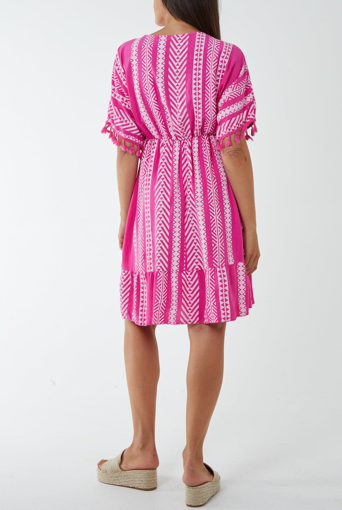 Aztec Print Mini Dress with Tassels Dresses WearAll