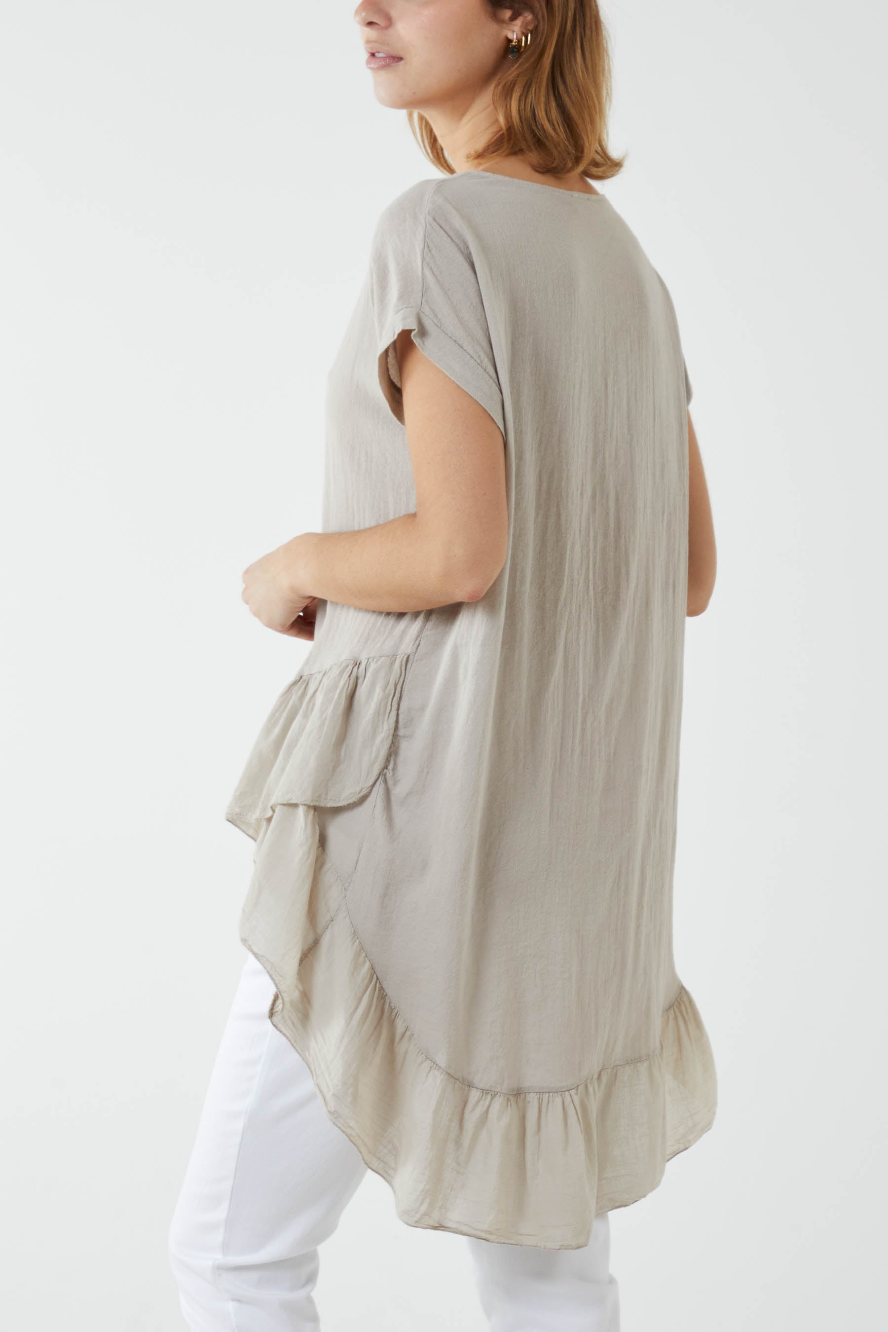 Oversized Dip Hem Cotton Blouse Blouses WearAll