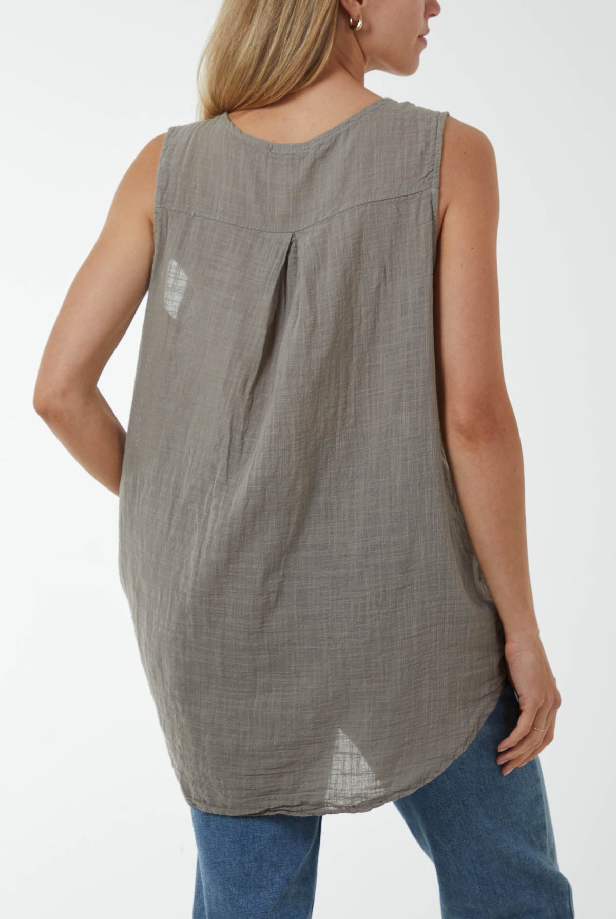 Oversized Sleeveless V-Neck Top Tops WearAll