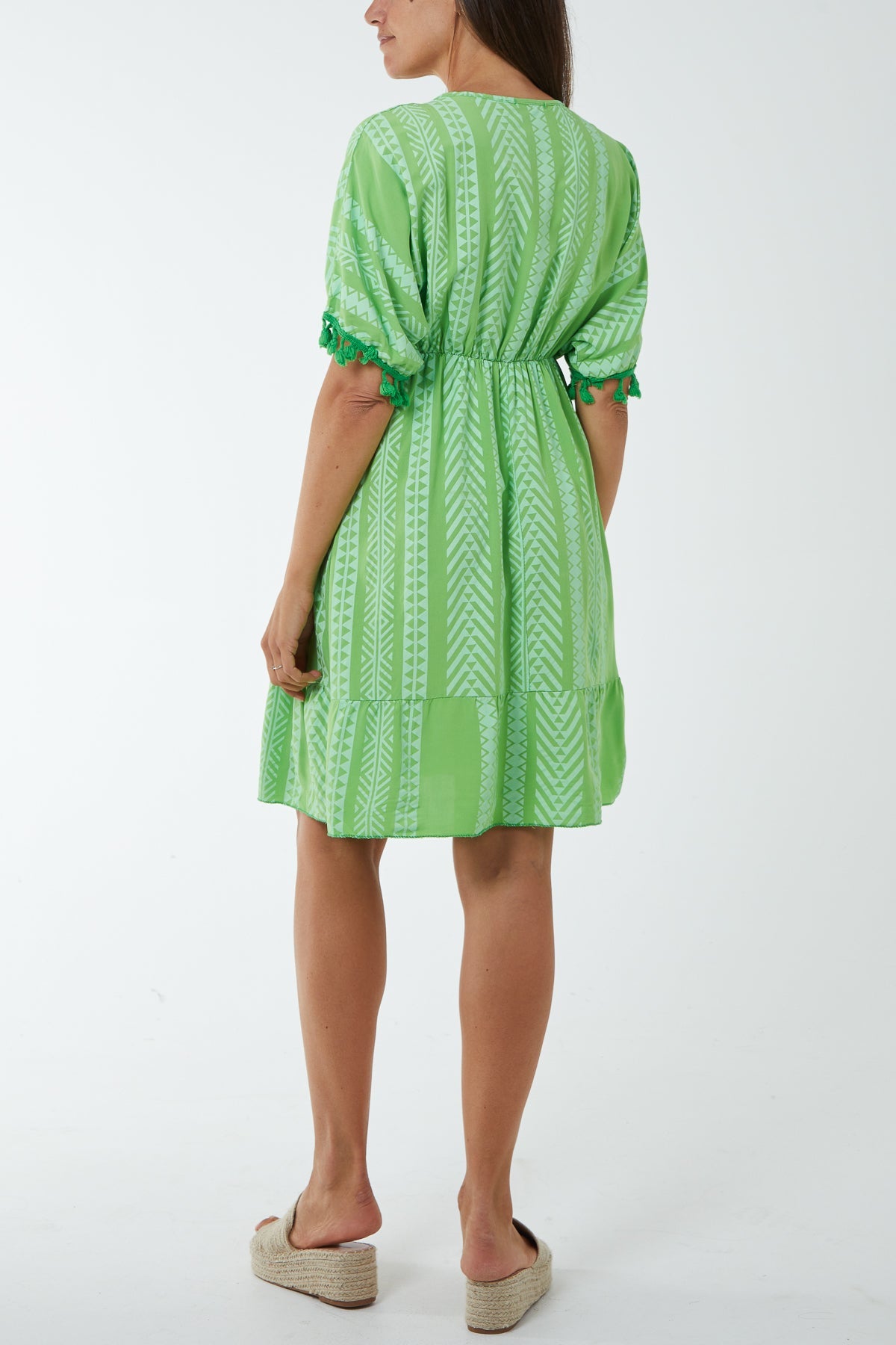 Aztec Print Mini Dress with Tassels Dresses WearAll