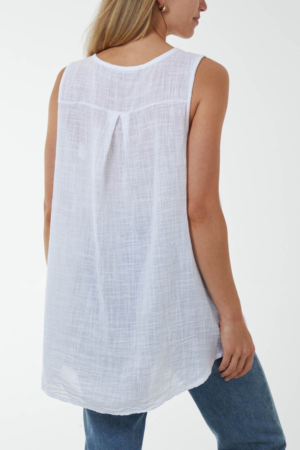 Oversized Sleeveless V-Neck Top Tops WearAll