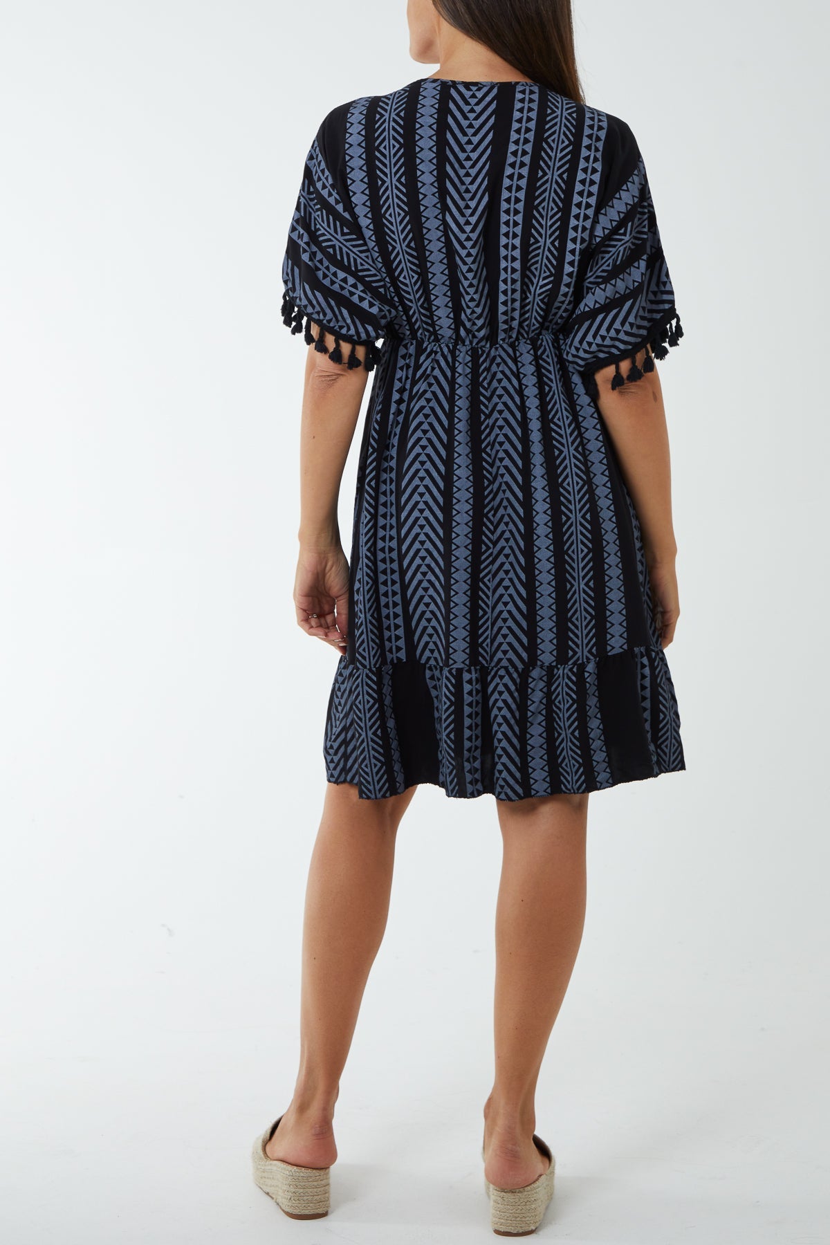 Aztec Print Mini Dress with Tassels Dresses WearAll