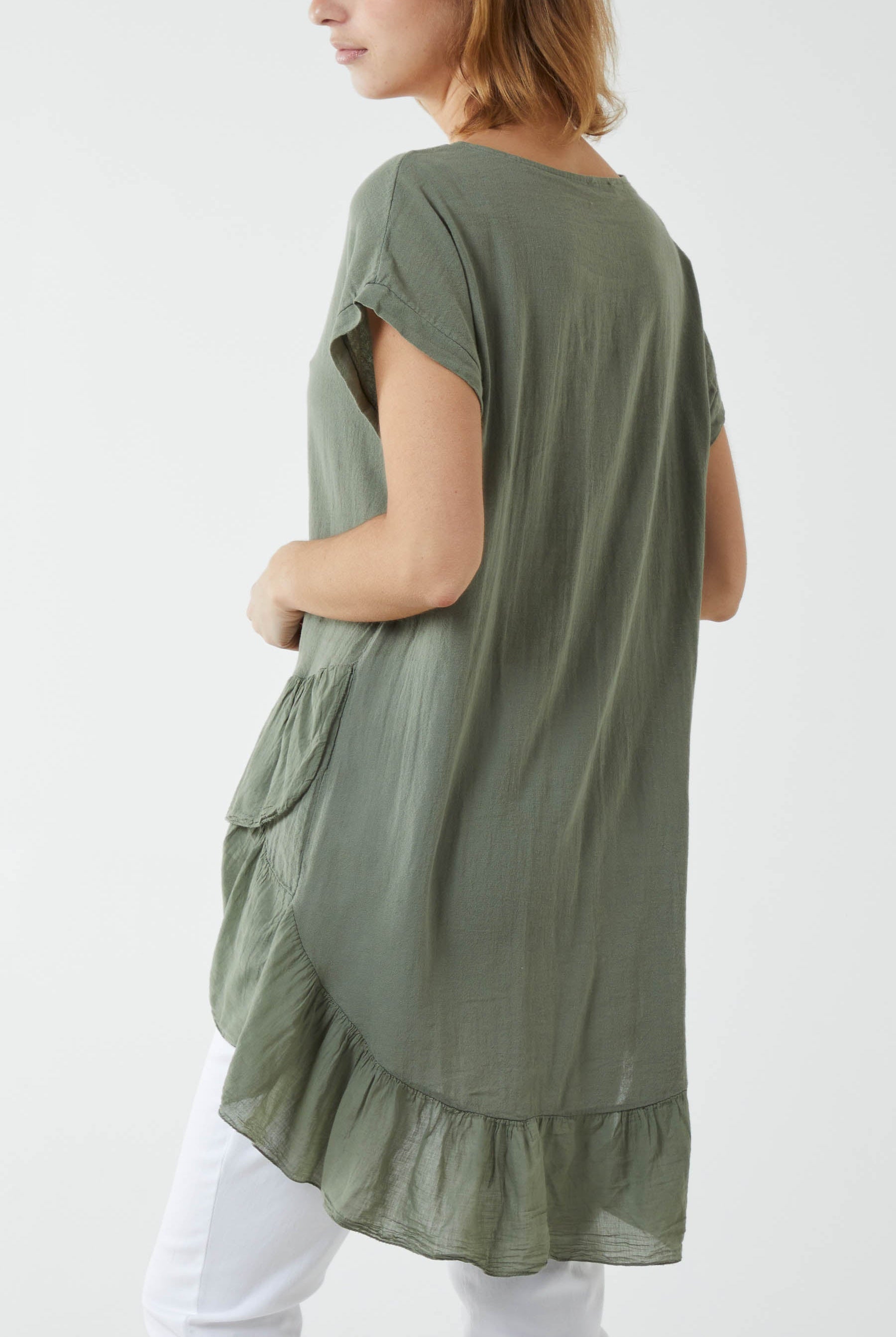 Oversized Dip Hem Cotton Blouse Blouses WearAll