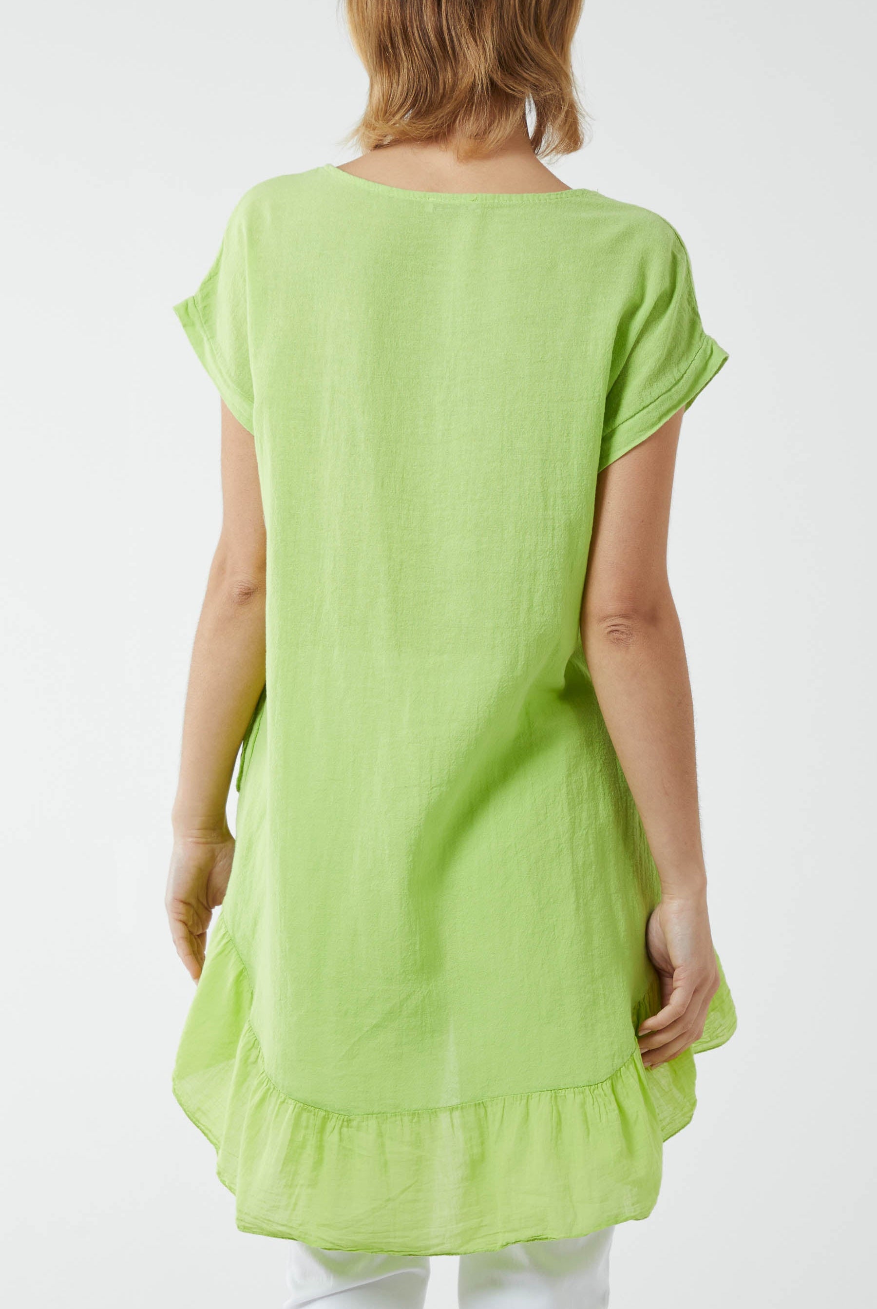 Oversized Dip Hem Cotton Blouse Blouses WearAll