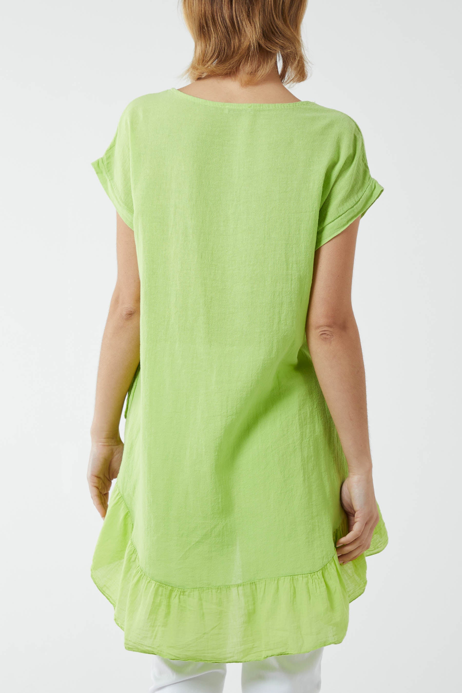 Oversized Dip Hem Cotton Blouse Blouses WearAll