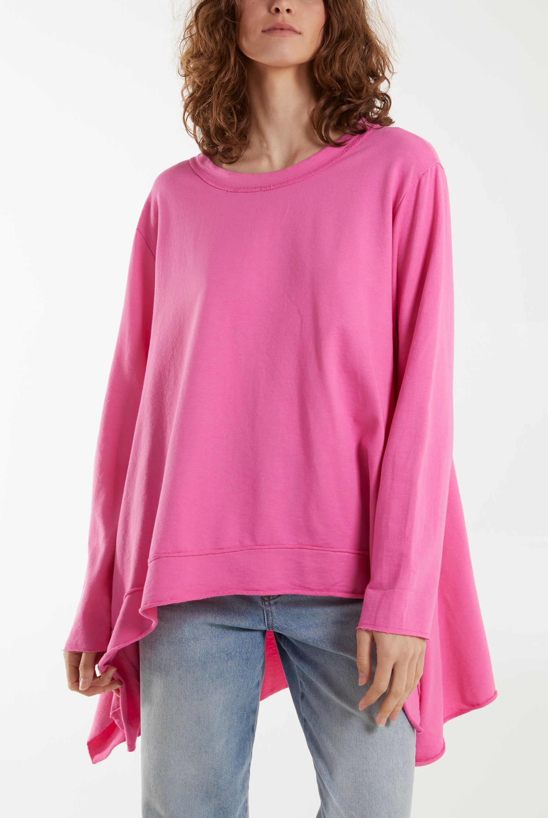 Oversized Long Top Tops WearAll Hot Pink One Size