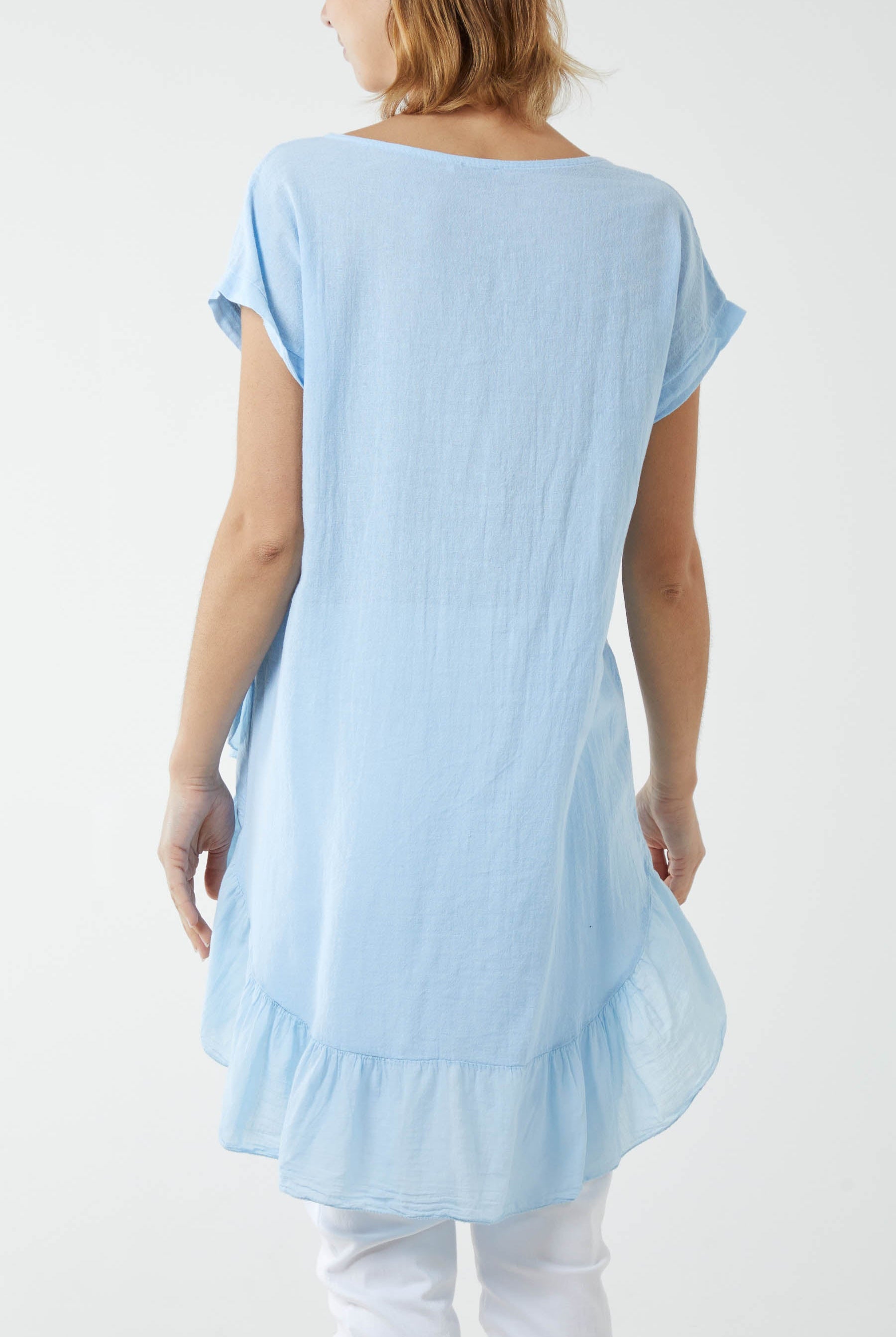 Oversized Dip Hem Cotton Blouse Blouses WearAll