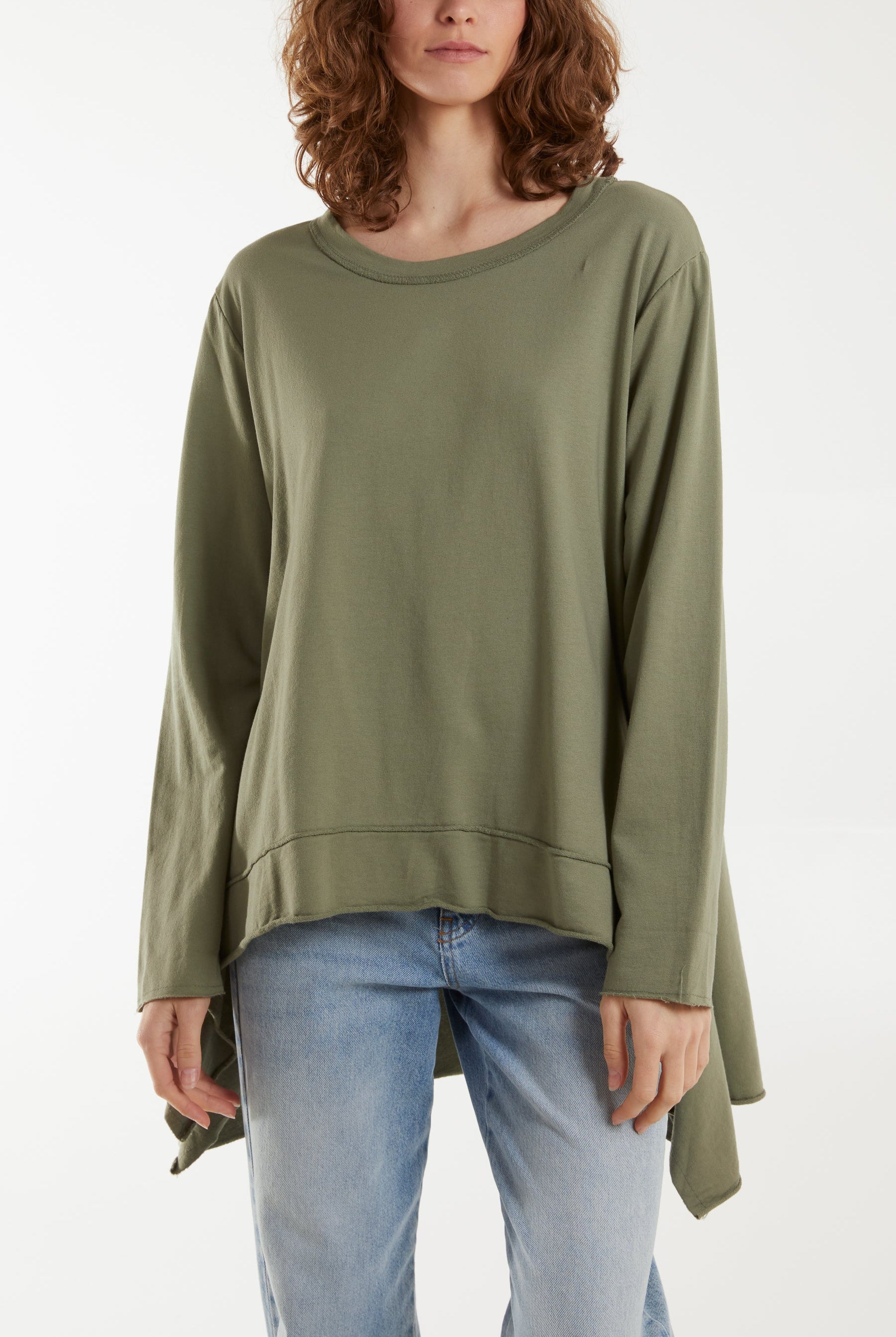 Oversized Long Top Tops WearAll Khaki One Size