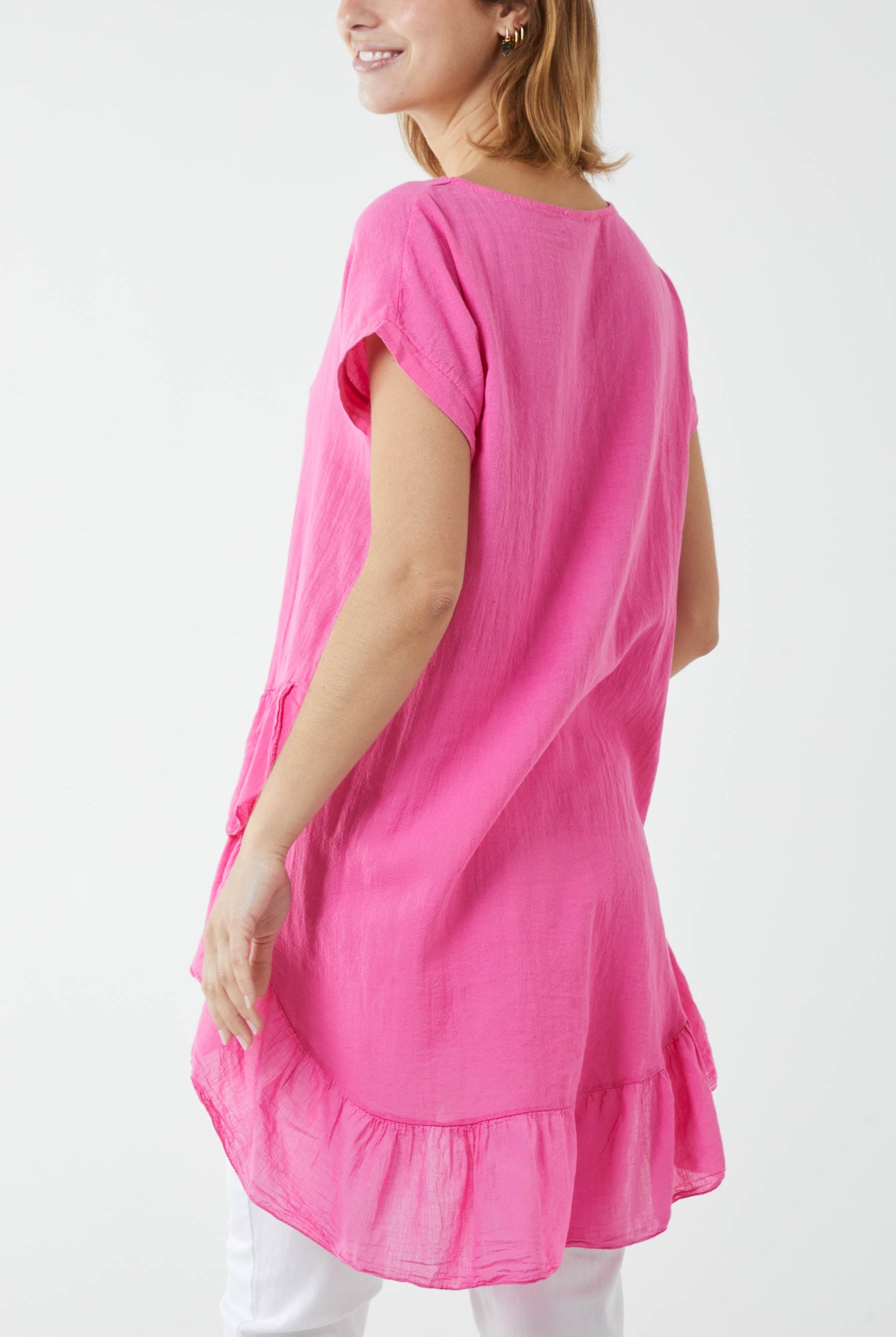 Oversized Dip Hem Cotton Blouse Blouses WearAll