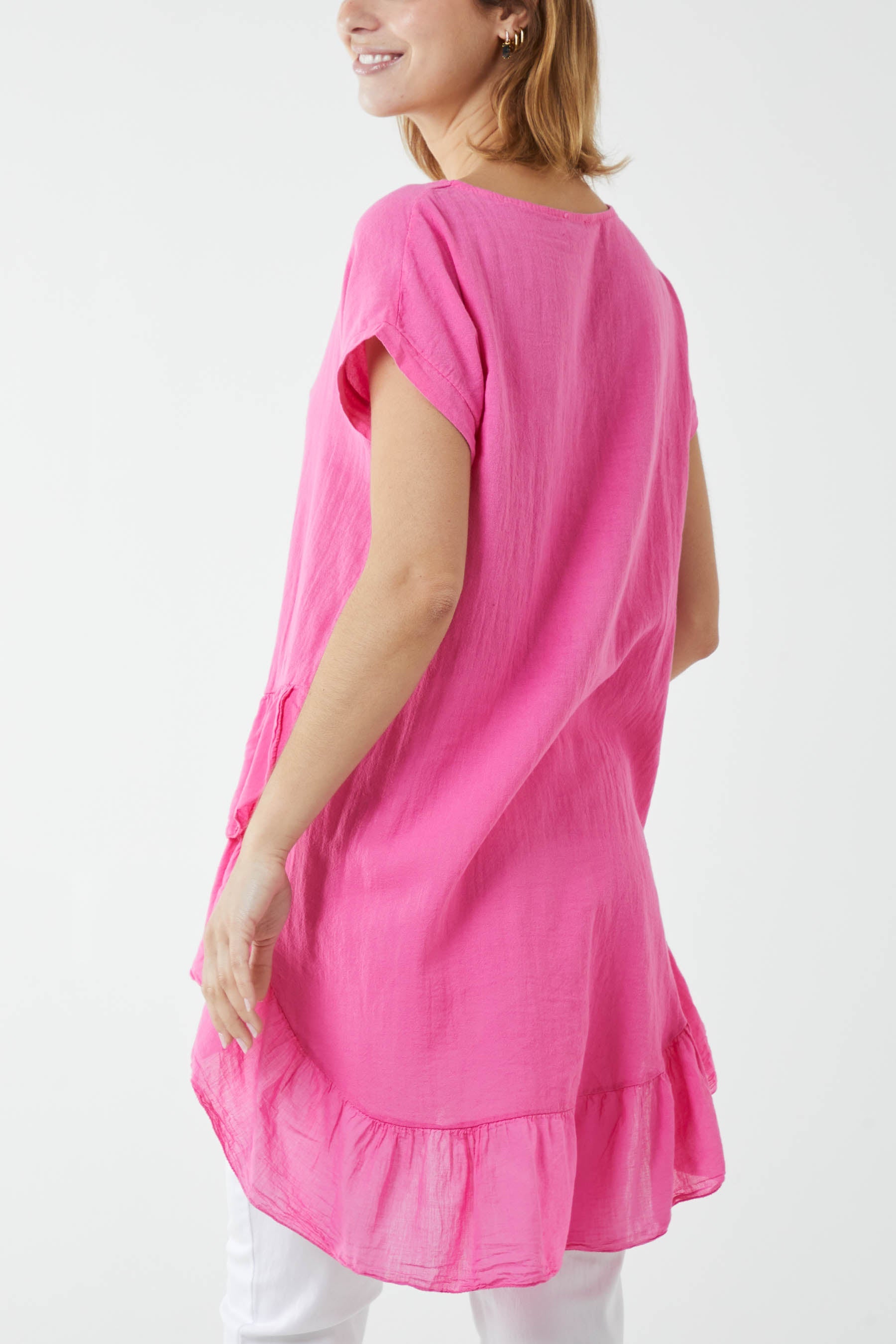 Oversized Dip Hem Cotton Blouse Blouses WearAll