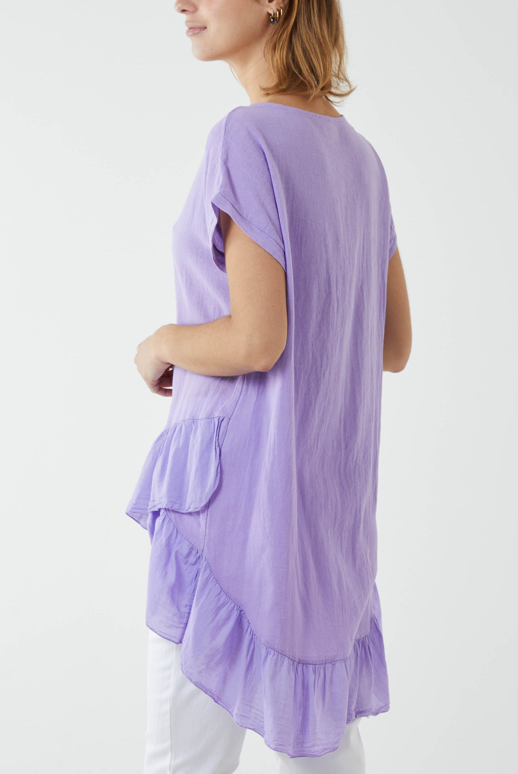 Oversized Dip Hem Cotton Blouse Blouses WearAll