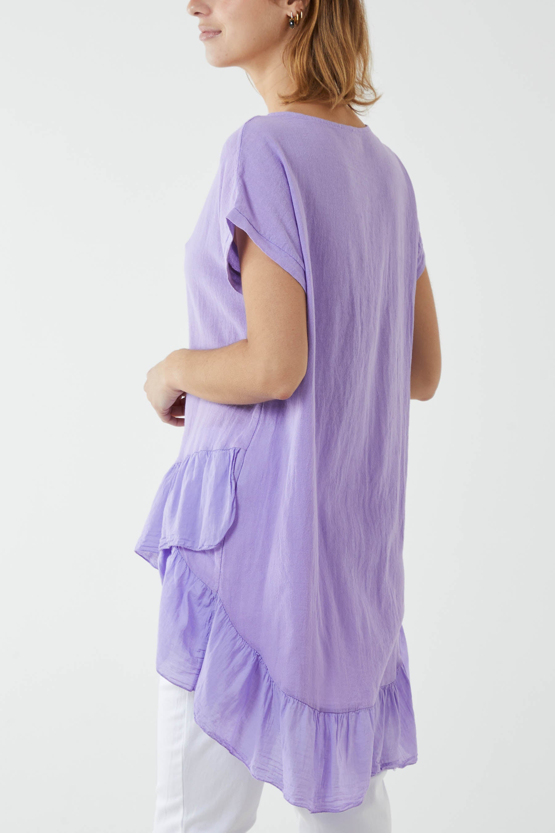 Oversized Dip Hem Cotton Blouse Blouses WearAll