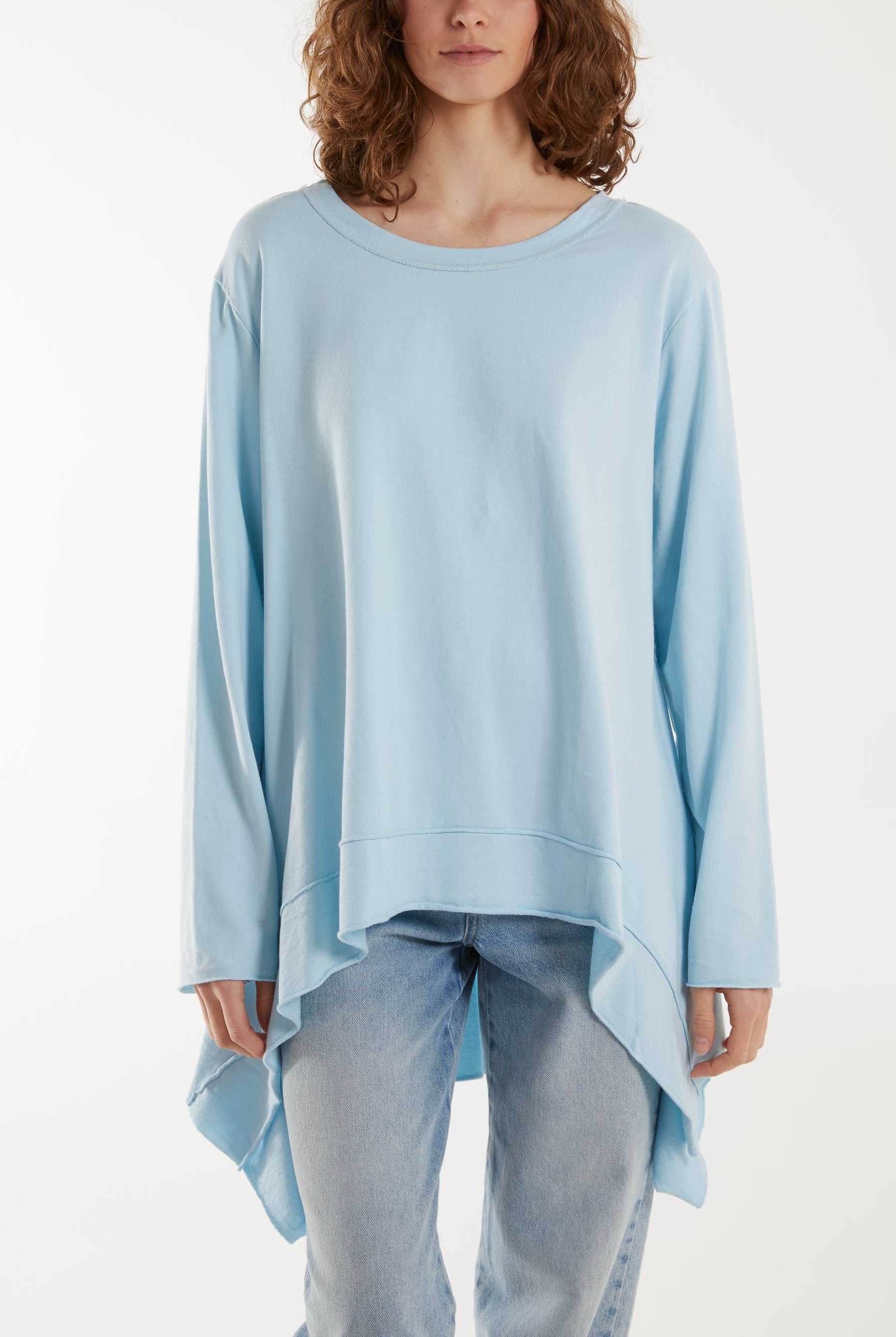 Oversized Long Top Tops WearAll Light Blue One Size