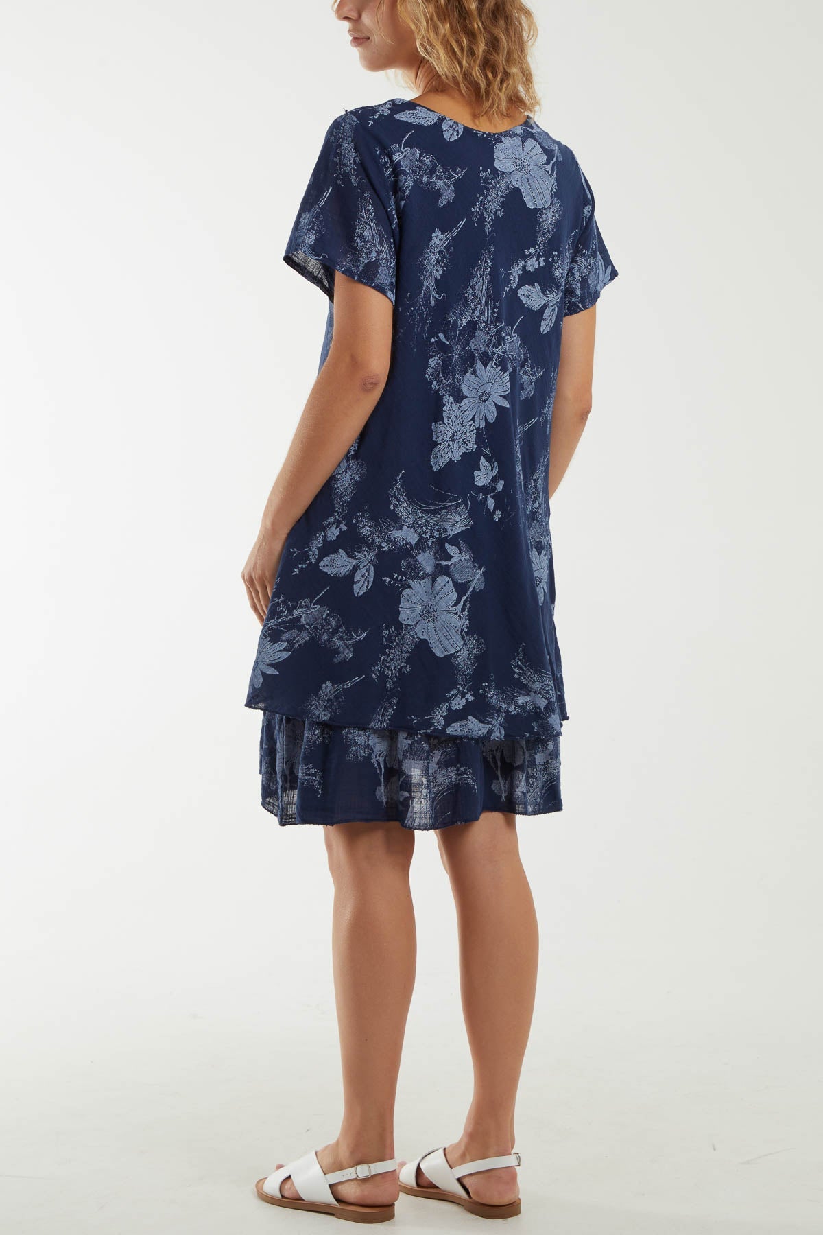 Floral Double Layer Short Sleeve Dress Dresses WearAll