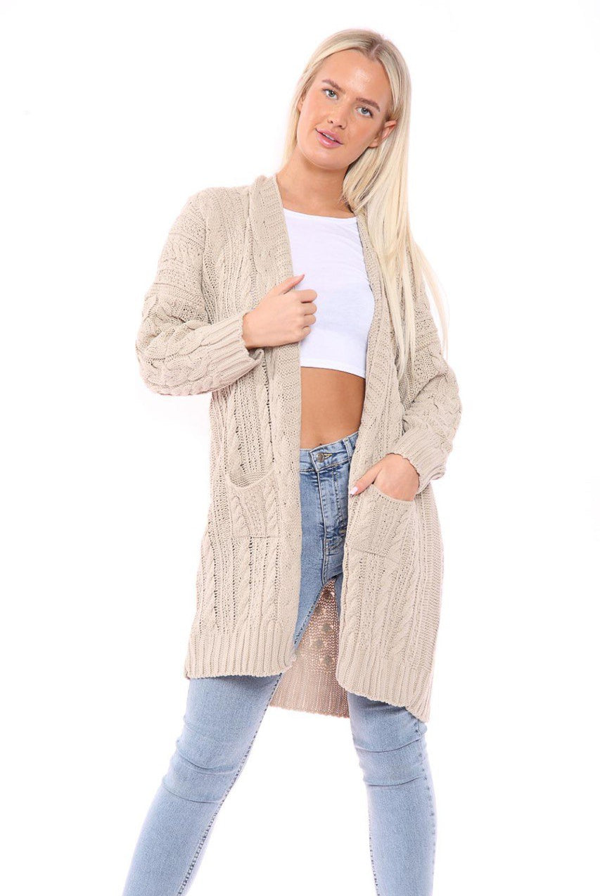 Open Style Slouchy Cardigan Knitted Cardigan WearAll Stone One Size Fits (8-14)