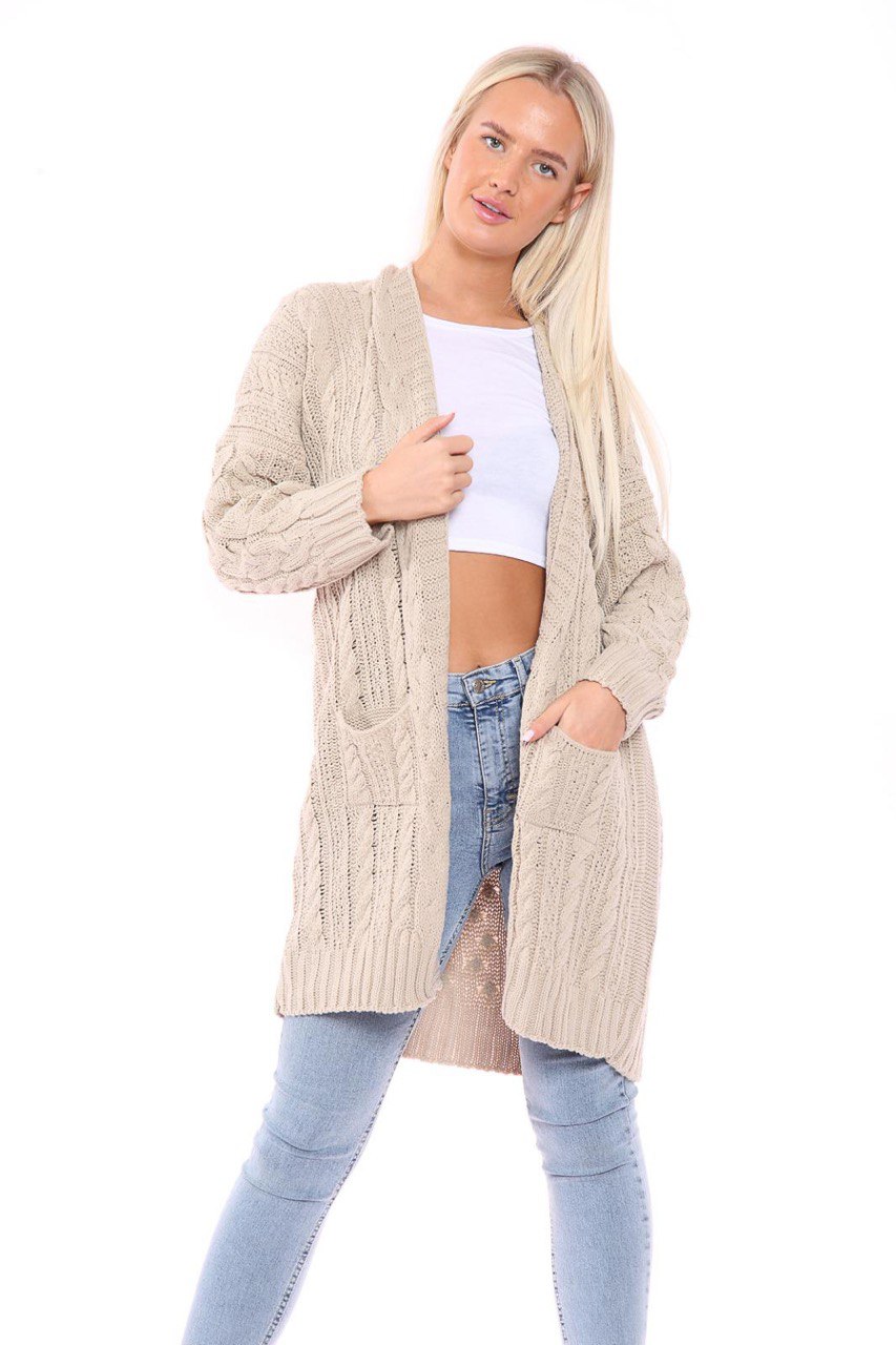 Open Style Slouchy Cardigan Knitted Cardigan WearAll Stone One Size Fits (8-14)