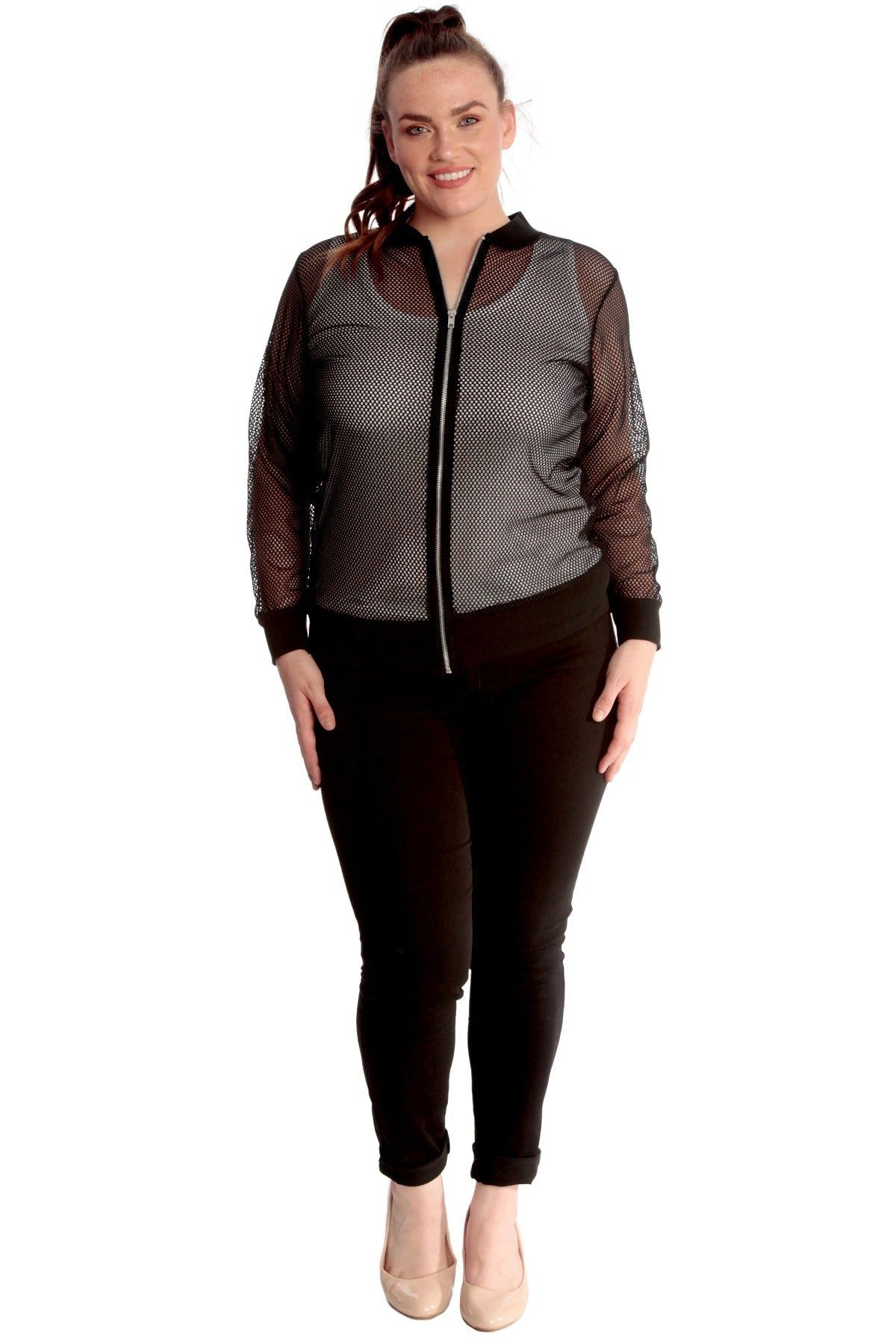 Mesh Bomber Jacket Ladies Net Plain Top Jacket WearAll