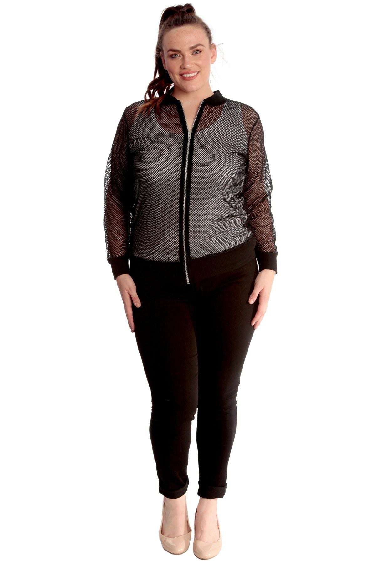 Mesh Bomber Jacket Ladies Net Plain Top Jacket WearAll